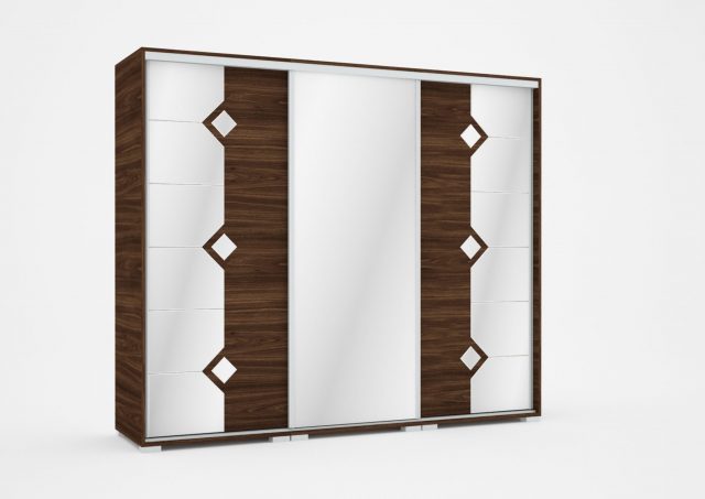 Diamond gardrób 239 cm széles tükörrel