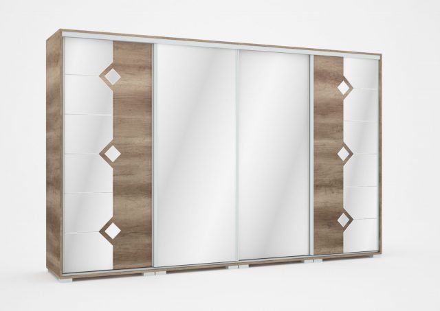 Diamond gardrób 318 cm széles tükörrel