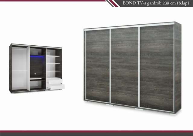 Bond Tv-s gardrób bútorlapos 239 cm széles