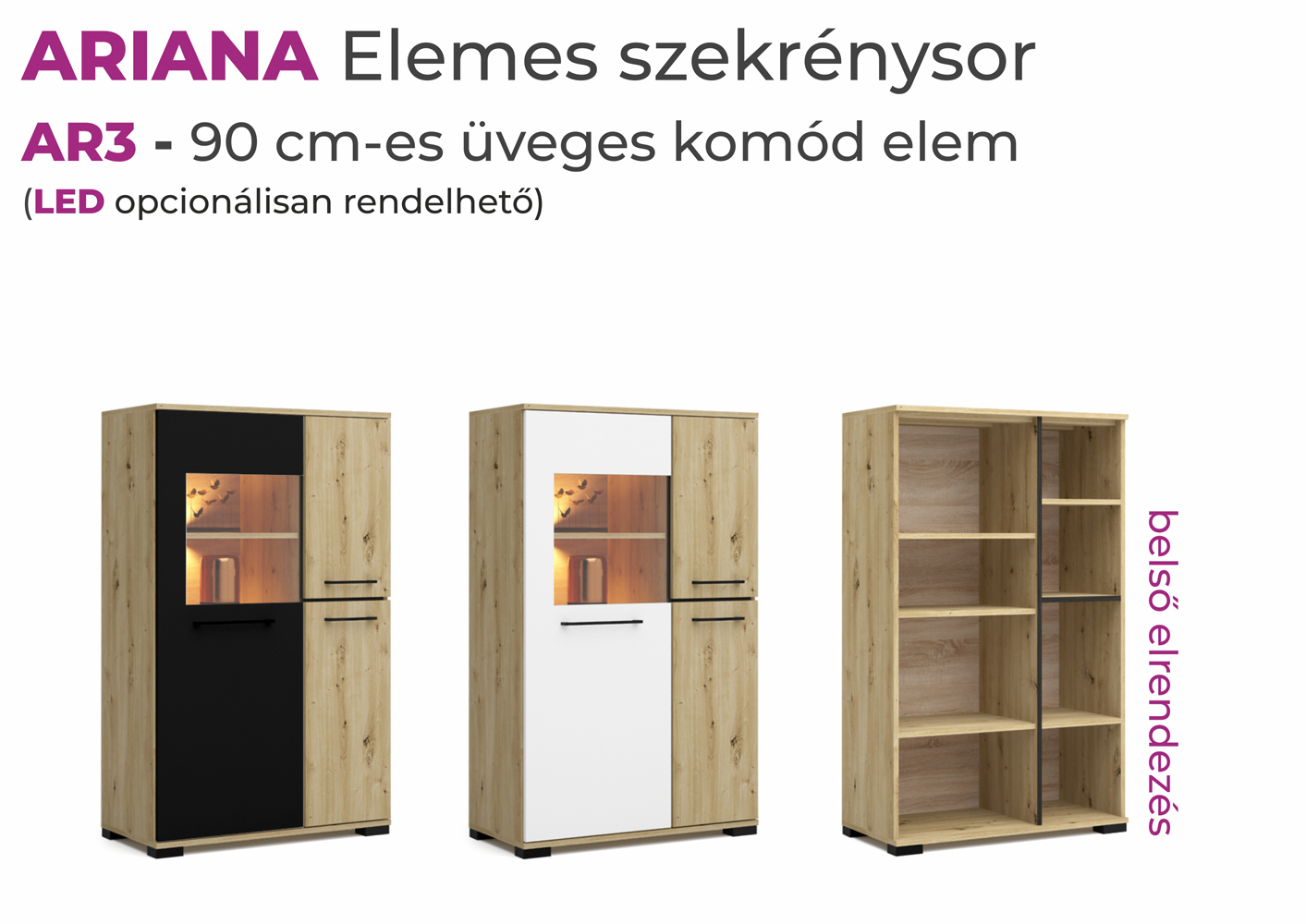 Ariana 90-es üveges komód elem - AR3
