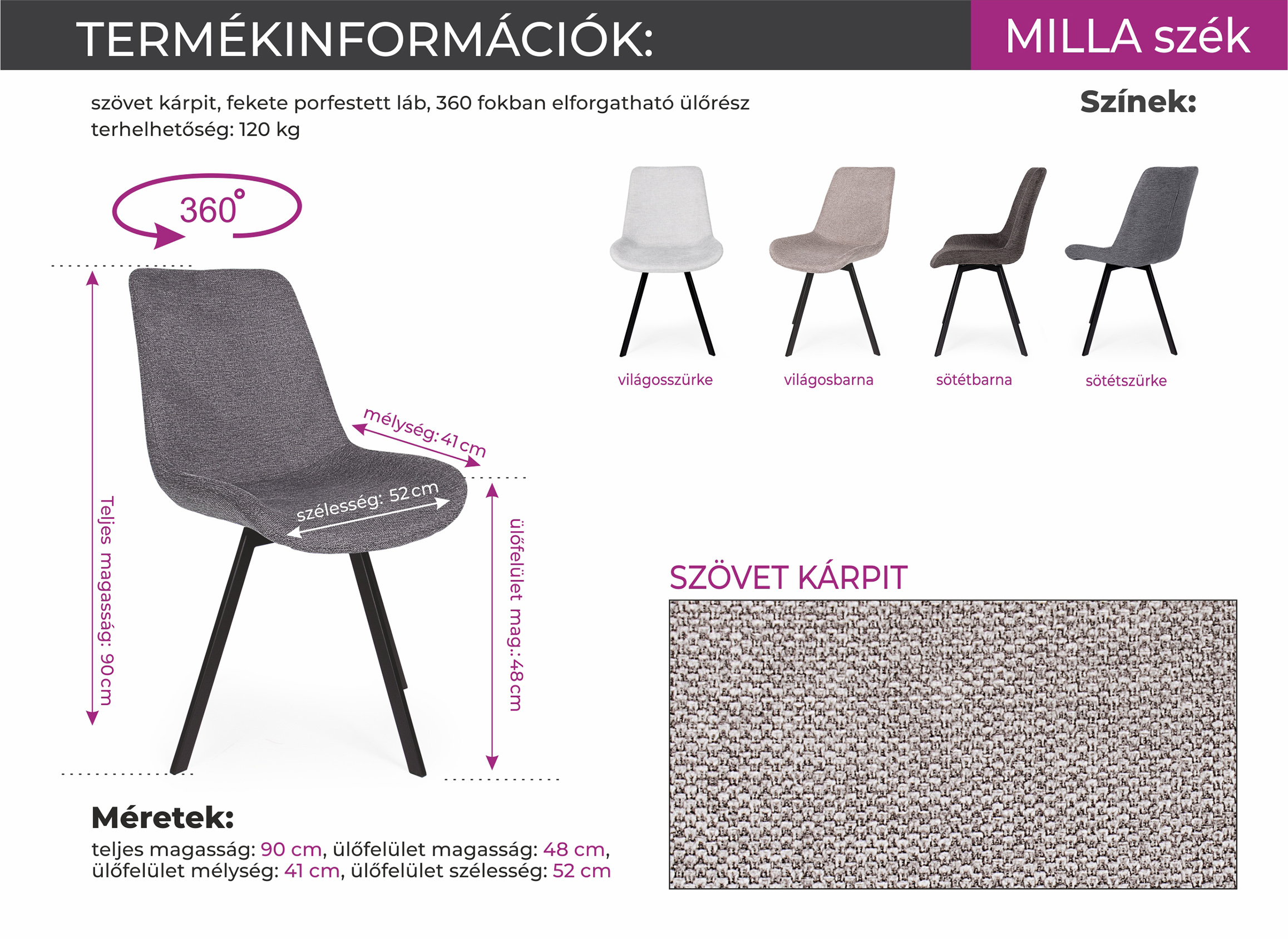 MILLA forgó étkezőszék - Image 34