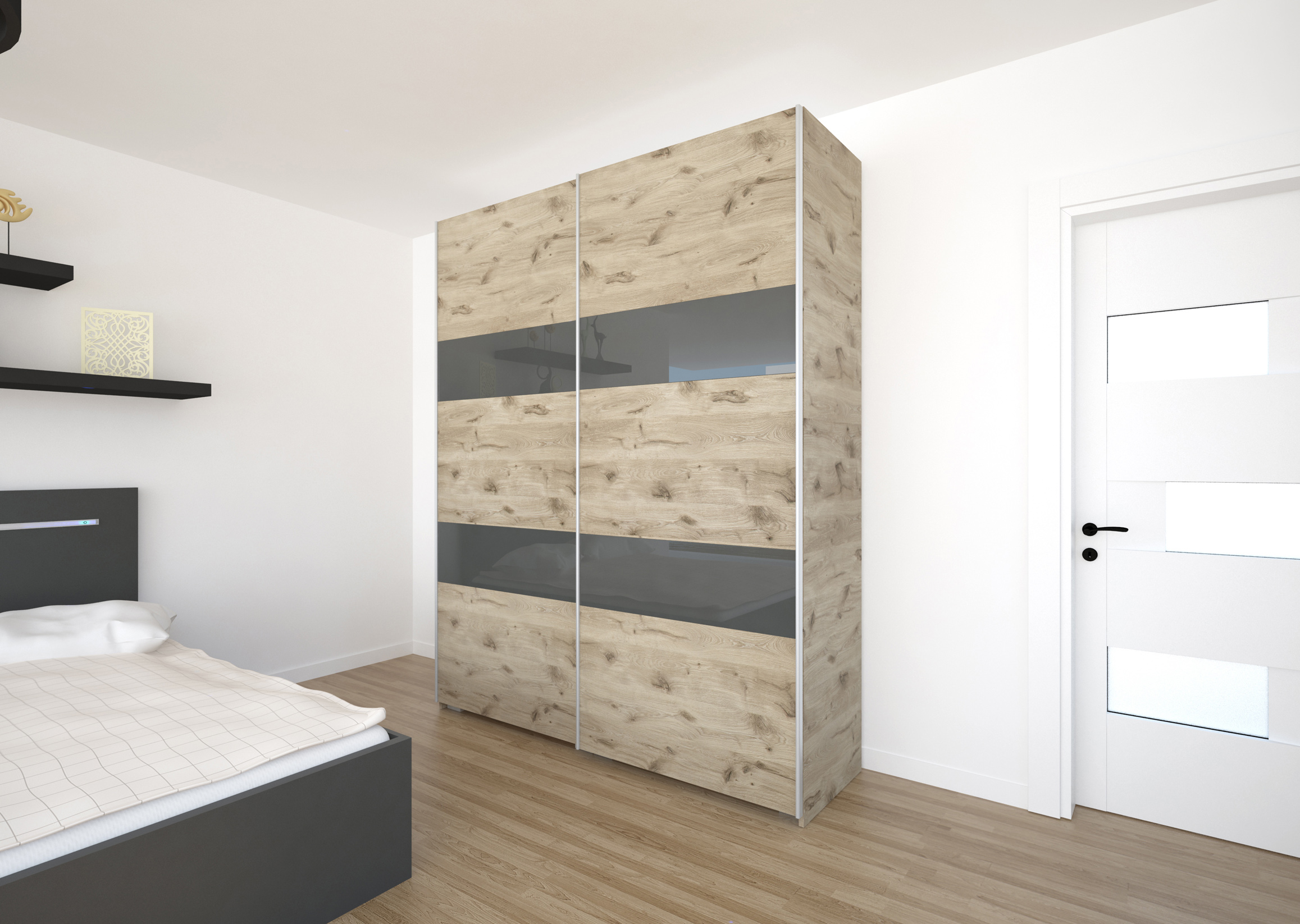 Főnix gardrób magasfényű betéttel 194 cm széles