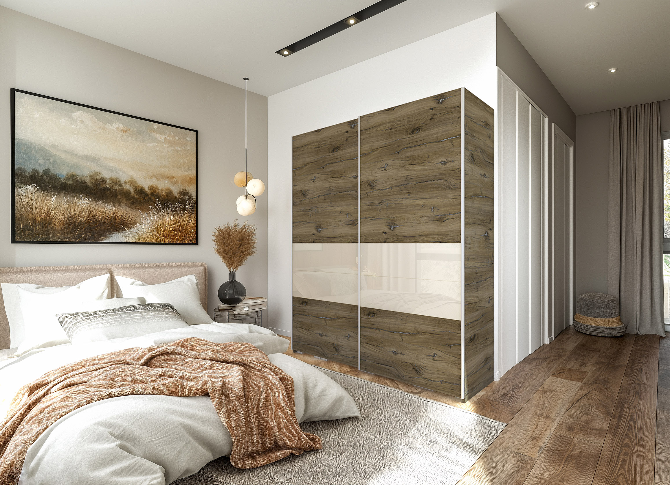 Főnix gardrób magasfényű betéttel 214 cm széles - Image 3