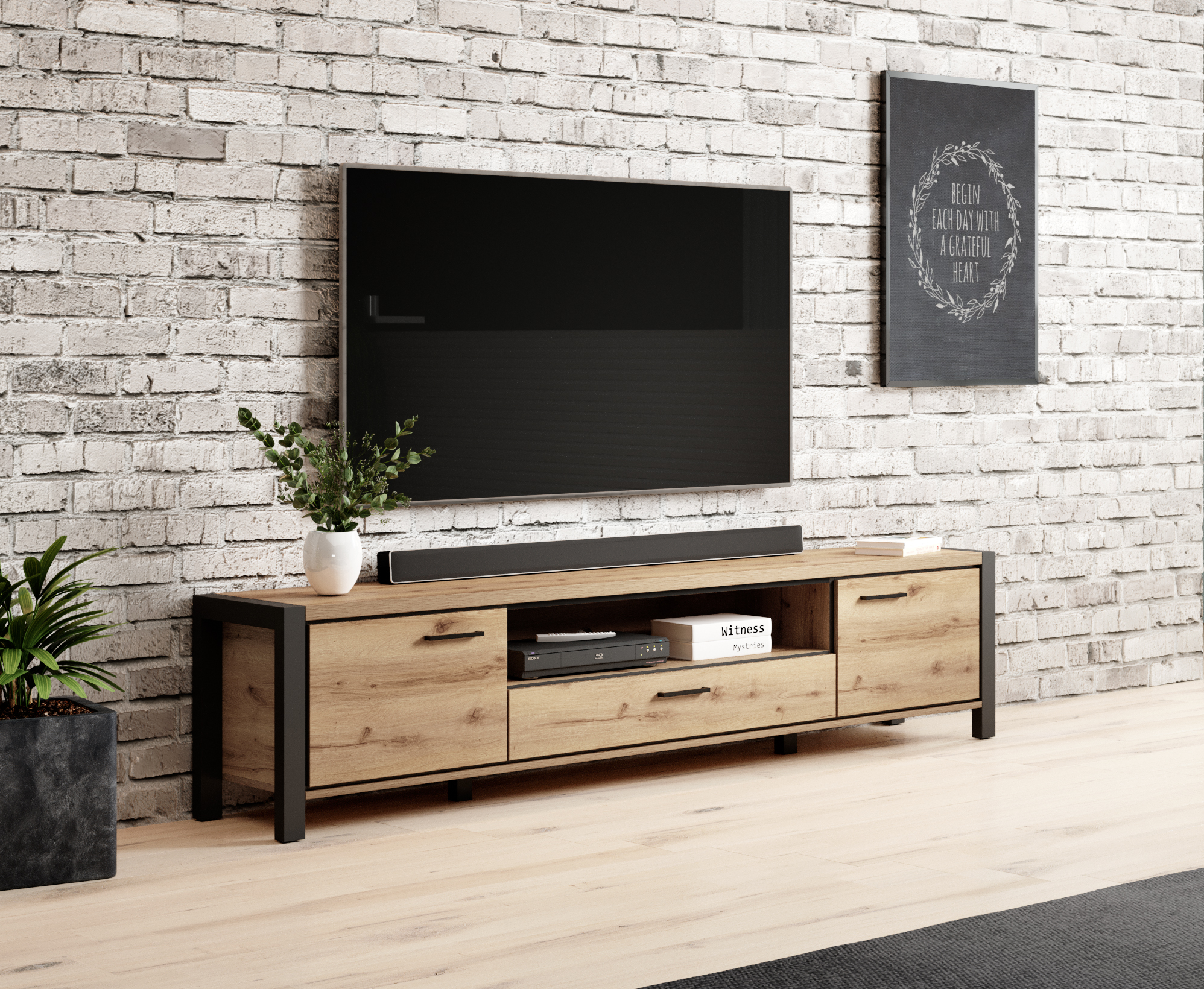 AKTIV 2 ajtós, 1 fiókos TV állvány (210 cm)
