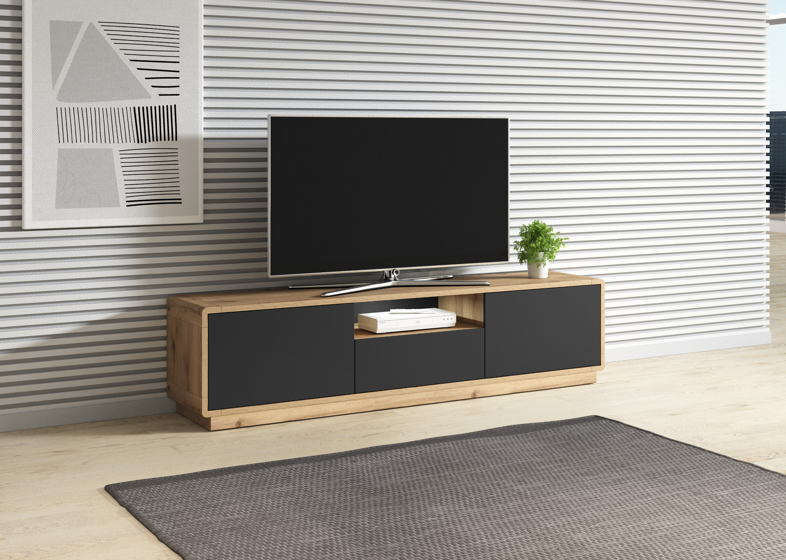 ASTON 2 ajtós 1 fiókos TV komód (180 cm)