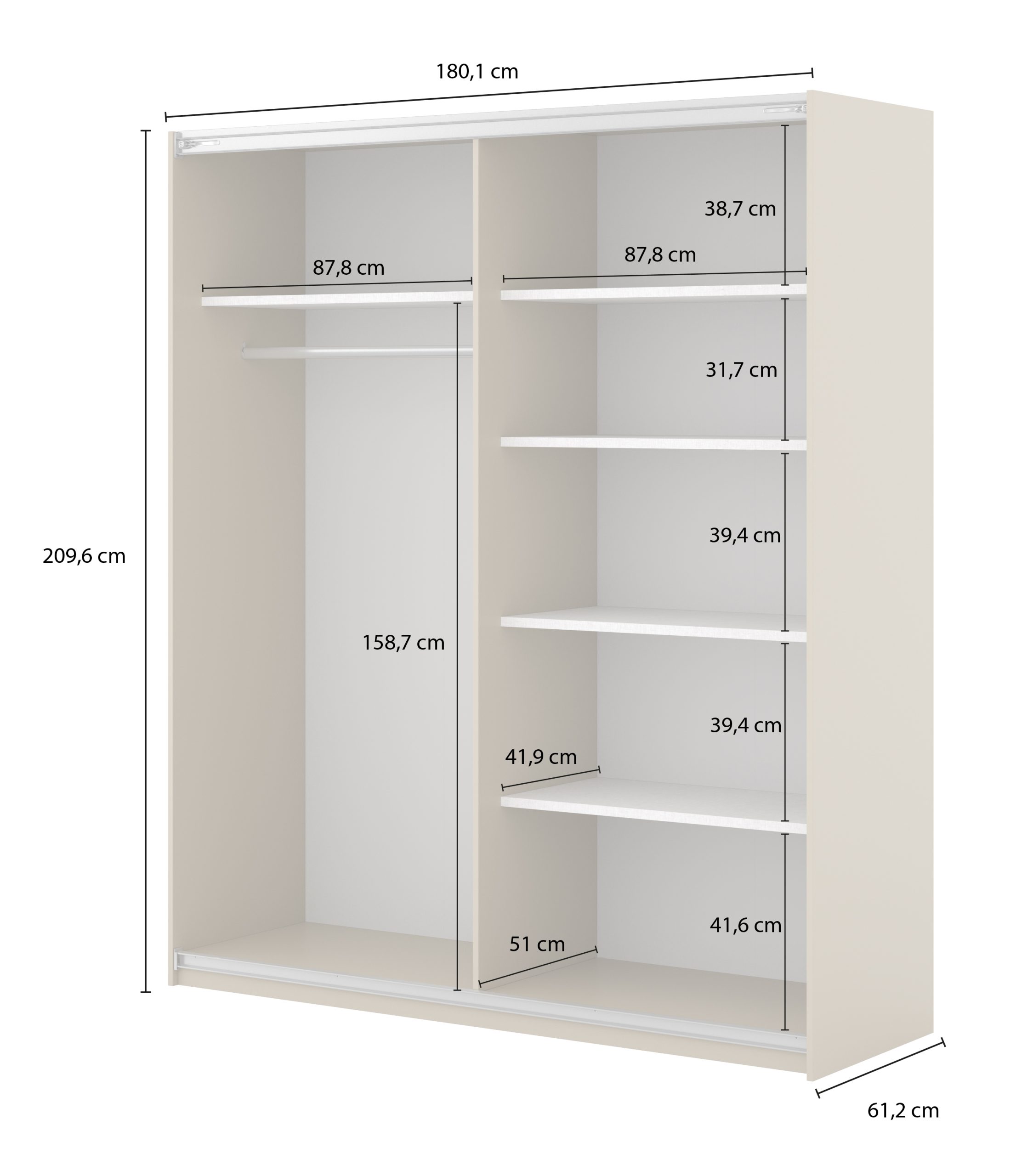 Niva tolóajtós gardróbszekrény 180 cm széles - Image 11